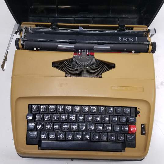 Vintage SEARS ELECTRIC 1 Portable Typewriter Yellow Gold image number 2
