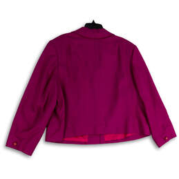 Womens Purple Notch Collar Long Sleeve Button Front Crop Jacket Size 46 alternative image