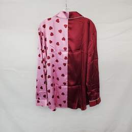 BB Dakota Pink & Burgundy Colorblock Heart Print Pajama Top Only WM Size XXL NWT alternative image