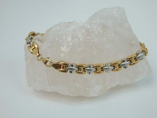 10K Two Tone Yellow & White Gold Chain Bracelet for Repair 4.8g image number 2