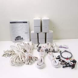 Bundle Of 5 Bose Acoustimass 10 Series II White Home Theater Speakers With Cables And Accessories