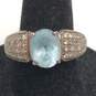 C.A. Sterling Silver Melee Diamond Aquamarine Sz 6.75 Ring 6.4g image number 2