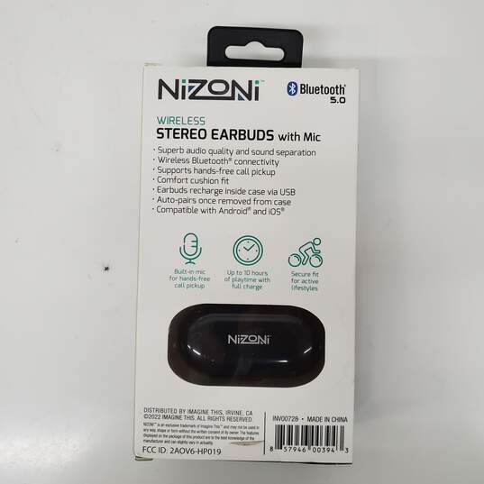 SEALED Nizoni Wireless Bluetooth 5.0Stereo Earbuds w Mic image number 2