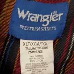 VTG Wrangler MN's Aztec Pearl Snap 100% Cotton Multi Color Long Sleeve Shirt Size XL alternative image