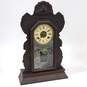 Antique Ansonia Clock Co. Wood Carved Gingerbread Parlor Mantel Clock w/ Key image number 1