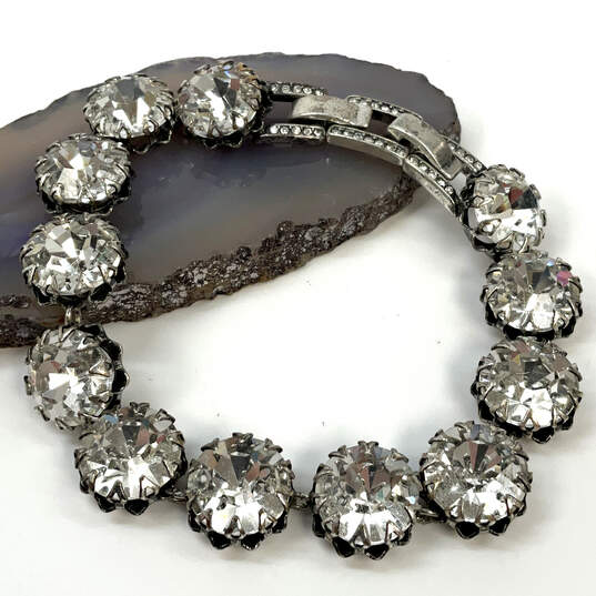 Designer Stella & Dot Silver-Tone Multiple Crystal Cut Stone Chain Bracelet image number 1
