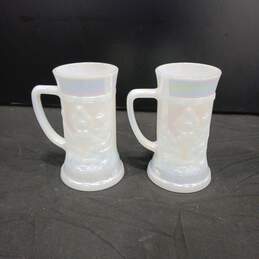 Bundle of 2 Federal Pearlescent 6" Milk Glass Beer Mugs alternative image