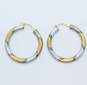 Fancy 10k Two Toned Gold Etched Hoop Earrings 5.2g image number 1