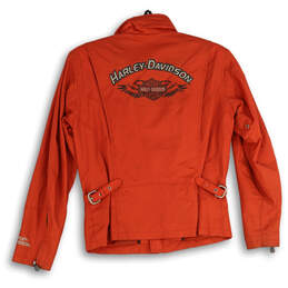 Mens Orange Collared Long Sleeve Full-Zip Motorcycle Jacket Size Small alternative image