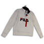 NWT Womens White Logo Print 1/4 Zip Mock Neck Pullover Sweatshirt Size M image number 1