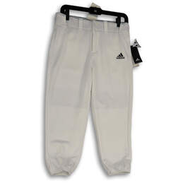 NWT Womens White Classic Fit Flat Front Cropped Baseball Pants Size Medium