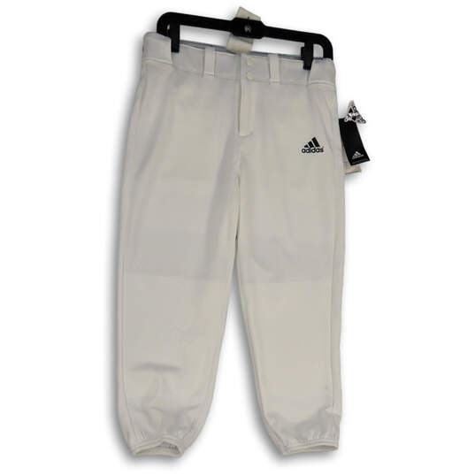 NWT Womens White Classic Fit Flat Front Cropped Baseball Pants Size Medium image number 1