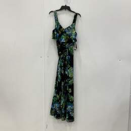 NWT Adrianna Papell Womens Multicolor Floral Sleeveless Back Zip Maxi Dress 12