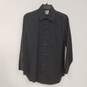 Mens Black Cotton Pinstriped Long Sleeve Collared Button Up Shirt Size S image number 1