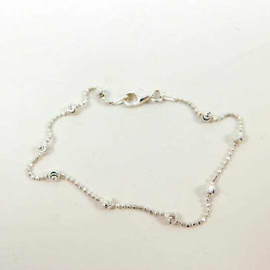 Romantic 925 Sterling Silver Pearl & Beaded Chain Necklaces & Bracelet Pearl CZ Hoop Earrings Love Rose & Heart CZ Rings 17.5g image number 10