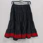 Women's Black Frill Skirt with Red Lace Trim Size L image number 1