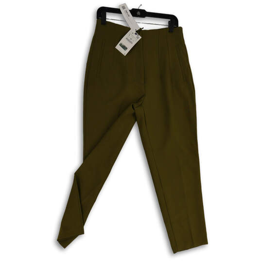 NWT Womens Green Pleated Slash Pocket Tapered Leg Dress Pants Size Large image number 1