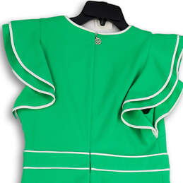 Womens Green Round Neck Flutter Sleeve Back Zip Sheath Dress Size 10 alternative image