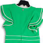 Womens Green Round Neck Flutter Sleeve Back Zip Sheath Dress Size 10 image number 2