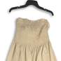 H&M Womens Beige Strapless Smocked Knee Length A-Line Dress Size Medium image number 3