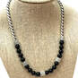 Designer Brighton Silver-Tone Rope Chain Adjustable Black Beaded Necklace image number 1