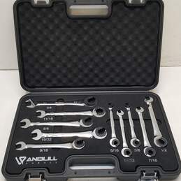 Anbull Flex-Head Tubing Ratcheting Combination Wrench Set, SAE, 10 Piece