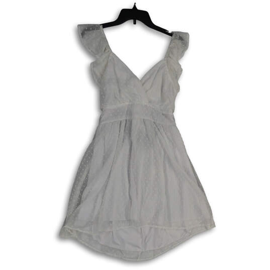 NWT Womens White Pleated Surplice Neck Sleeveless Fit & Flare Dress Size L image number 1