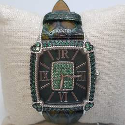 Judith Ripka 31mm Case Green Stone Bezel and Dial Unisex Designer Quartz Watch