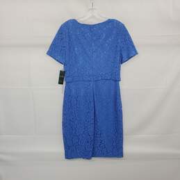 LAUREN Blue Cotton Blend Lace Short Sleeved Sheath Dress WM Size 4 NWT alternative image