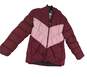 Girls Red Long Sleeve Pockets Full Zip Puffer Jacket Size XL image number 1