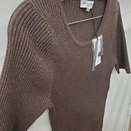 Women's Michael Stars Scoop Neck Chestnut Shimmer Ribbed Dress Size XLP alternative image