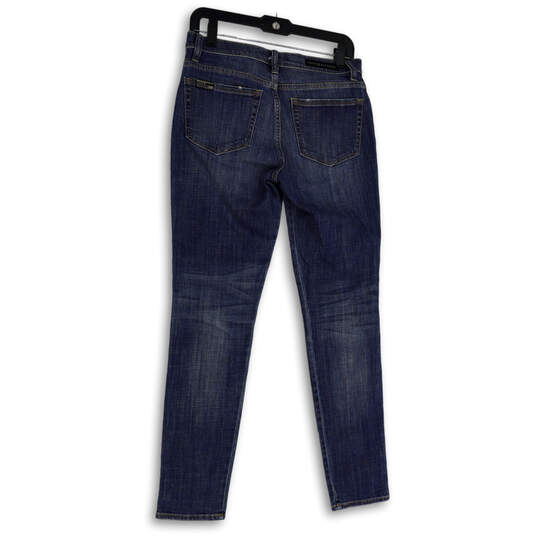 Womens Blue Denim Medium Wash Pockets Stretch Skinny Leg Jeans Size 6M image number 2