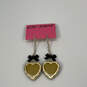 Designer Betsey Johnson Gold-Tone Leopard Crystal Heart Dangle Earrings image number 2