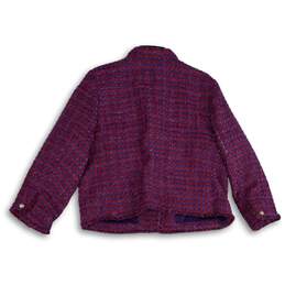 NWT Talbots Womens Purple Red Tweed Long Sleeve Button Front Jacket Size 16P alternative image