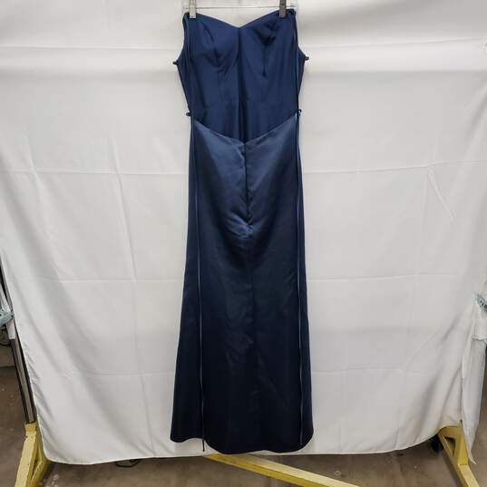 J'Js House Navy Blue Satin Bridal Gown Size SM image number 2