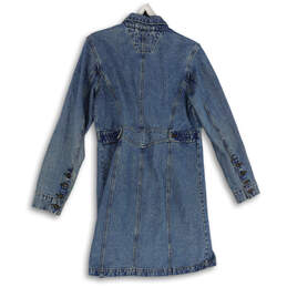 Womens Blue Denim Light Wash Collared Long Sleeve Jean Jacket Size M alternative image