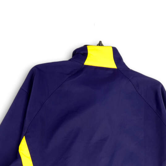 Mens Blue Pockets Full-Zip Mock Neck Windbreaker Jacket Size Large image number 4