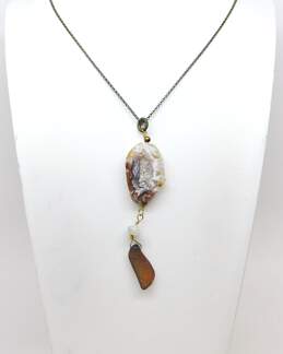 Ammonite Moss Agate Quartz Pearl Multi Stone Earrings Pendant & Necklaces 271.4g alternative image