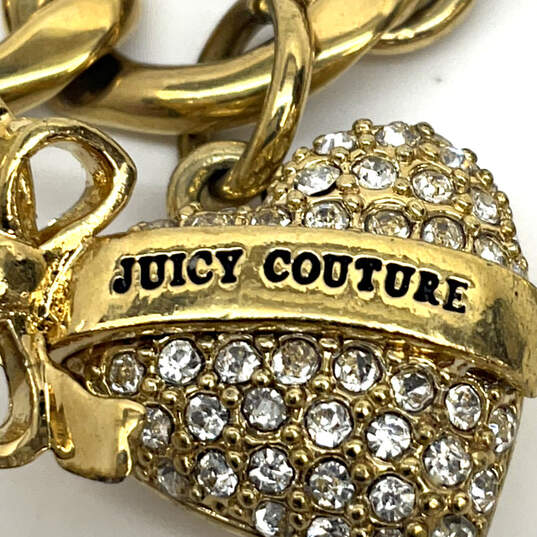 Designer Juicy Couture Gold-Tone Rhinestone Toggle Heart Charm Bracelet image number 4