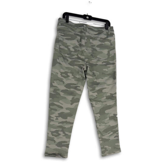 Womens Green Gray Camouflage Flat Front Skinny Leg Ankle Pants Size 10 image number 2