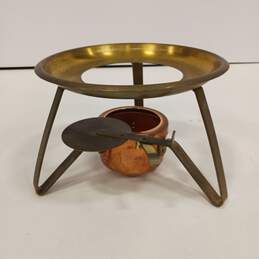 Vintage Bronze Paul Reves Chafing Dish Fondue Pot w/ Top