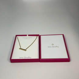 Designer Vera Bradley Gold-Tone Link Chain Clasp Pendant Necklace With Box