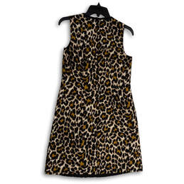 Womens Brown Black Animal Print Sleeveless Back Zip Mini Dress Size 0 alternative image