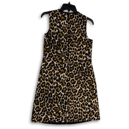 Womens Brown Black Animal Print Sleeveless Back Zip Mini Dress Size 0 image number 2