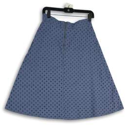 NWT Womens Blue Geometric Eyelet Knee Length Back Zip A-Line Skirt Size 4 alternative image