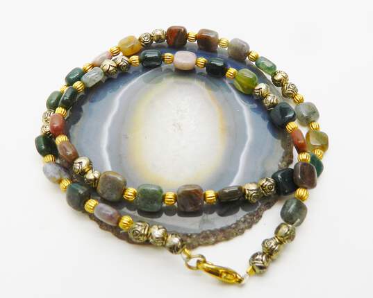 Artisan Mookite Serpentine Tigers Eye Unakite Quartz Natural Stone Jewelry 200.6g image number 2