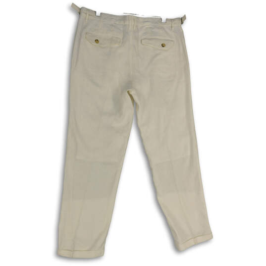 Mens White Flat Front Slash Pocket Straight Leg Chino Pants Size 34 Short image number 2
