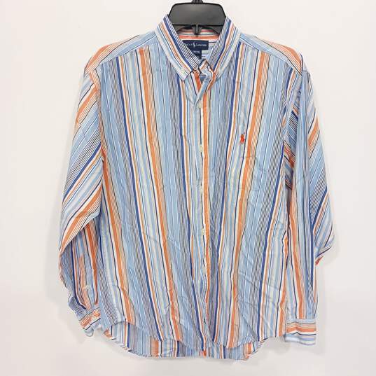 Polo Ralph Lauren Men's Blue & Orange Button Up Size L image number 1