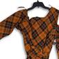 New York & Company Womens Orange Black Plaid Belted A-Line Dress Size 14 image number 3
