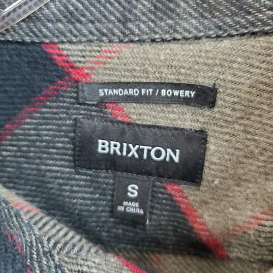 Brixton Black & Green Plaid Cotton Blend Button Up Shirt MN Size S image number 3